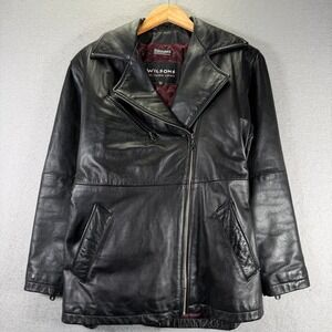 Wilsons Leather Asymmetrical Moto Jacket Black Thinsulate Lined Womens XS